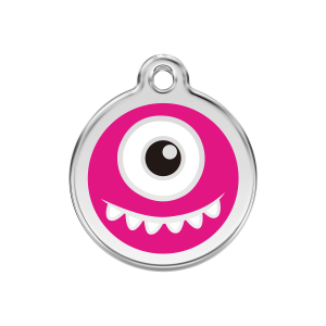 Hundemarke Monstermotiv in leuchtendem Pink Größe M