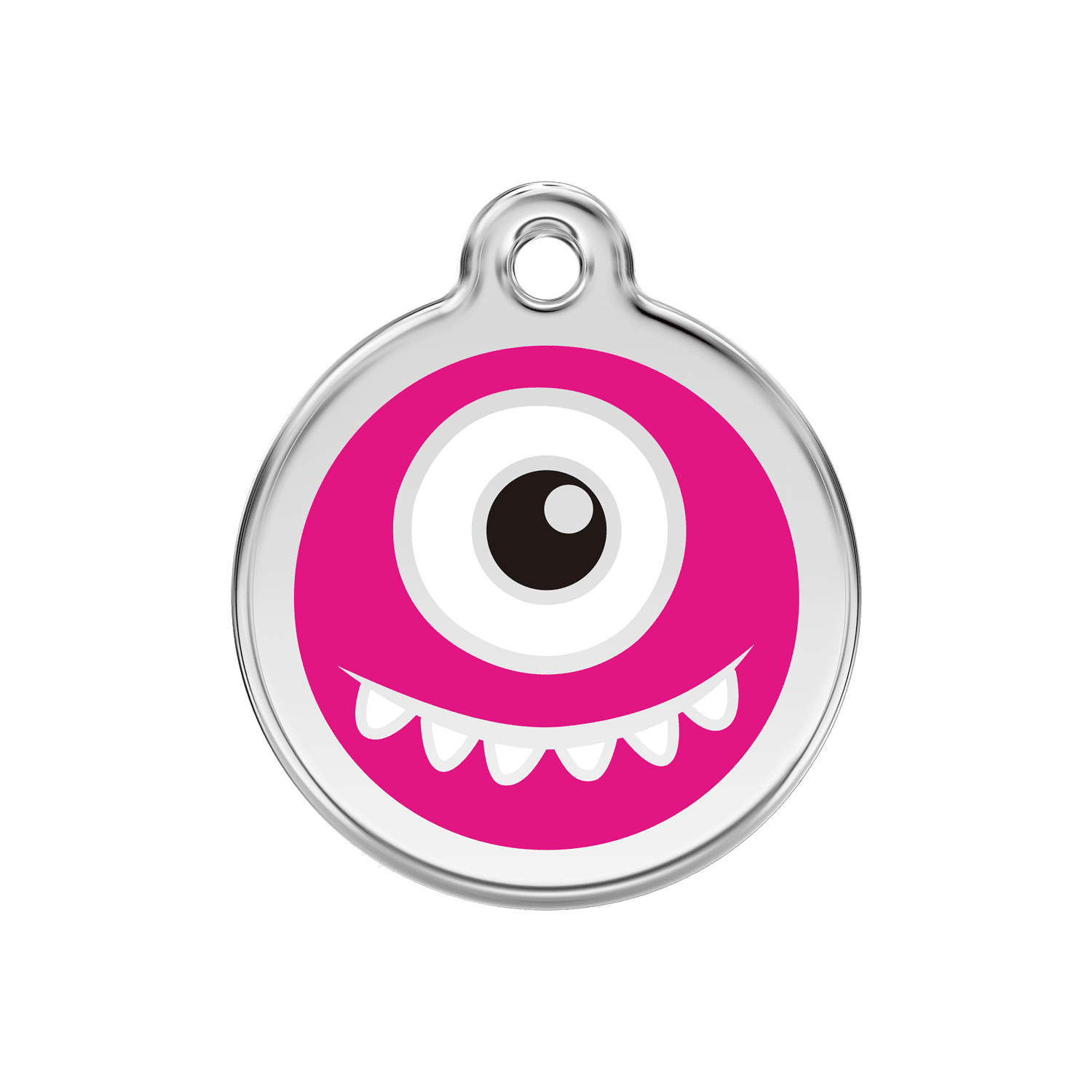 Vue avant - Médaille personnalisée pour chien Red Dingo Émail et acier inoxydable Monstre Rose vif - Größe M