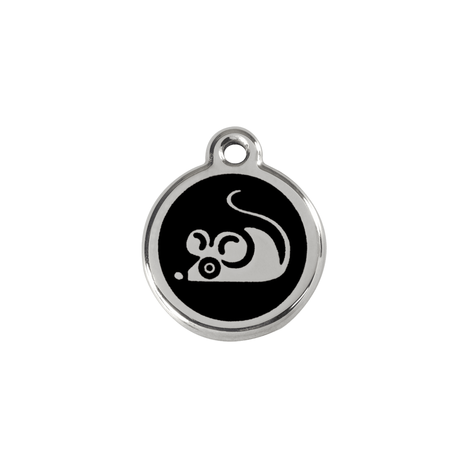 Vue avant - Médaille personnalisée Red Dingo Émail et acier inoxydable - Motif souris - Noir - Größe S