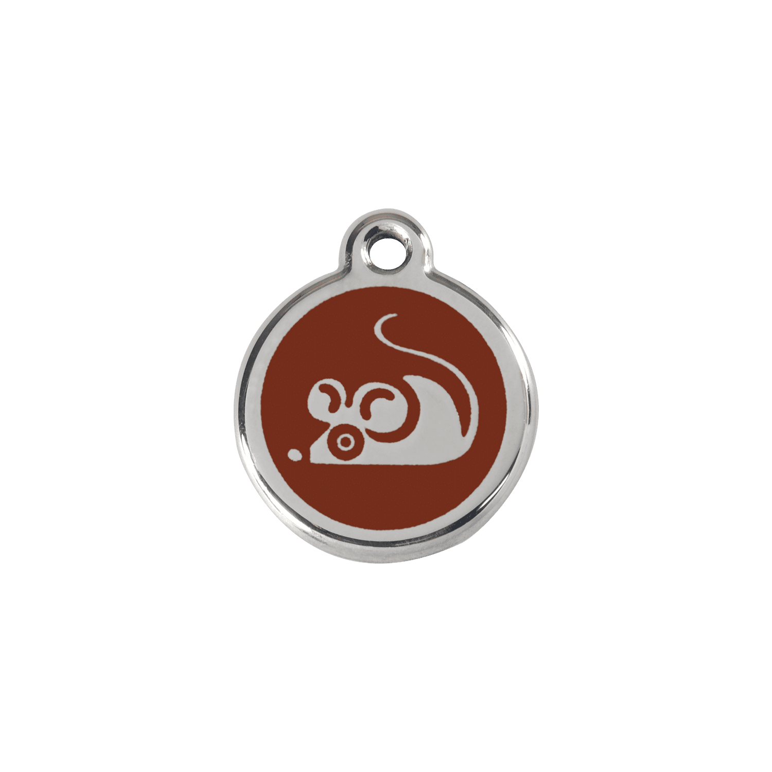 Vue avant - Médaille personnalisable pour chat Red Dingo Émail et acier inoxydable - Motif Souris Brun - Größe S