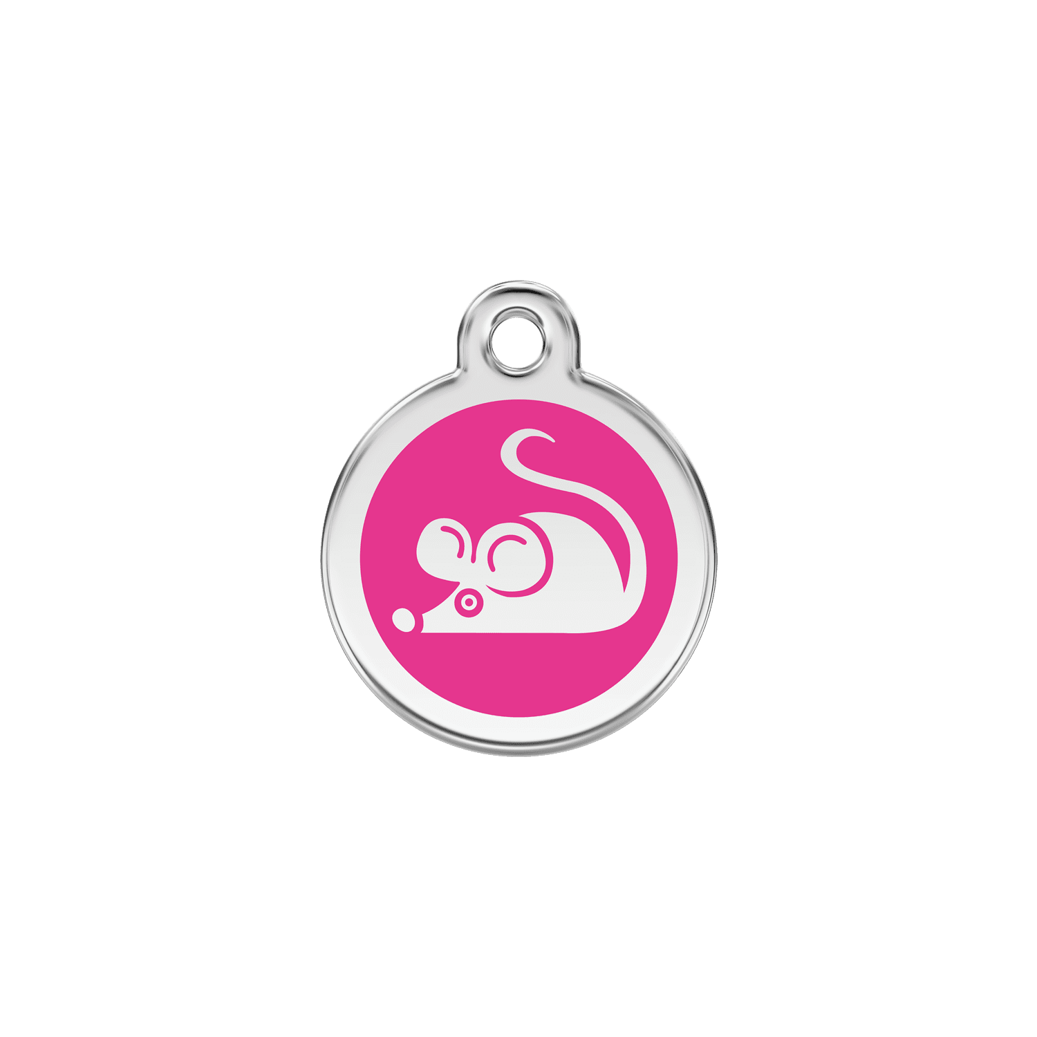 Vue avant - Médaille personnalisable pour chien/chat Red Dingo Émail et acier inoxydable - Motif Souris - Rose vif - Größe S