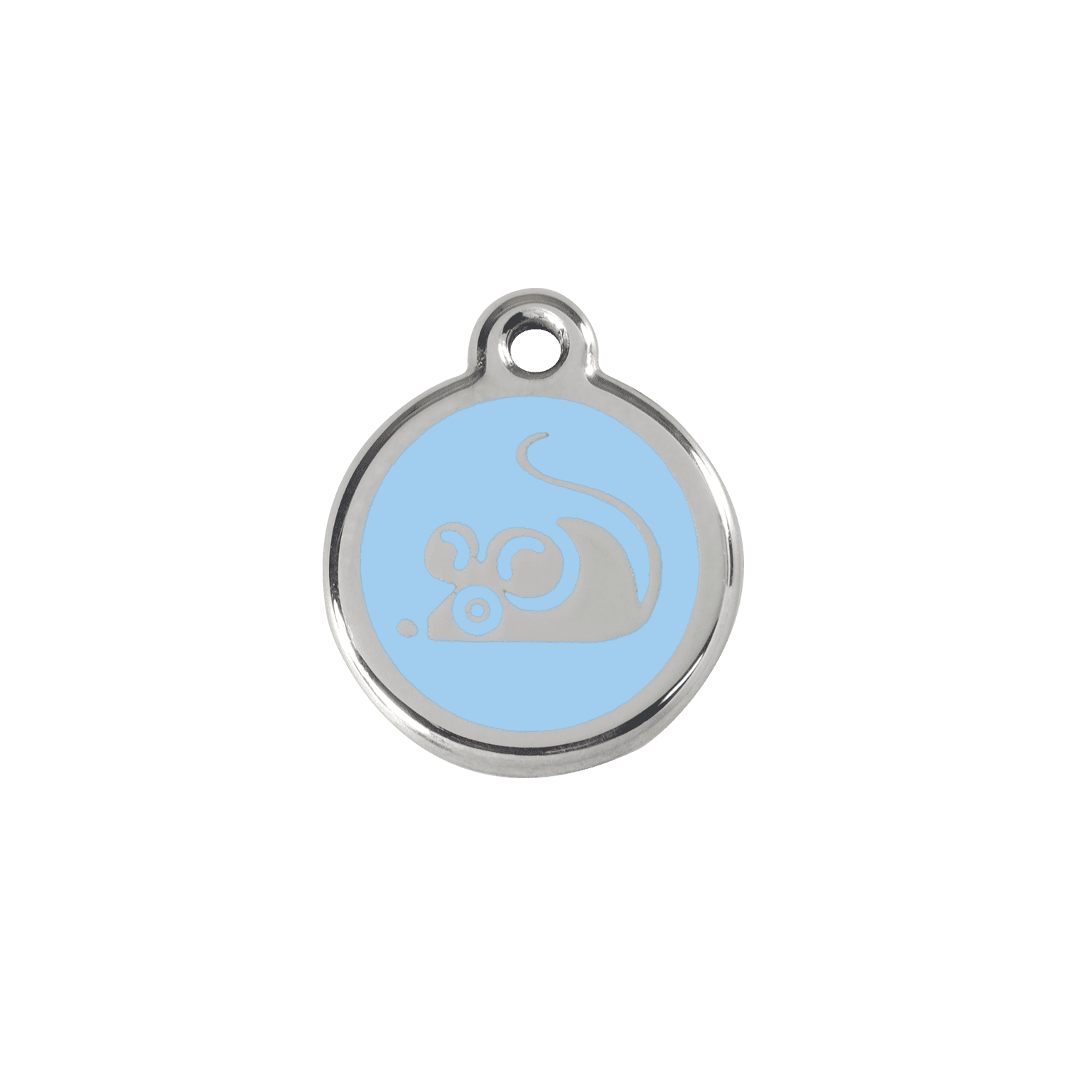 Vue avant - Médaille personnalisée Red Dingo Émail et acier inoxydable - Motif Souris - Bleu clair - Größe S