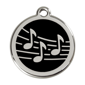 Hundemarke Musik Schwarz Emaille & Edelstahl Größe L