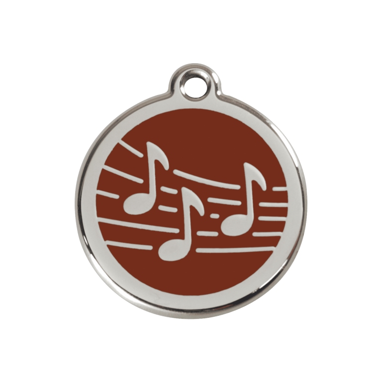 Vue avant - Médaille personnalisée pour chien Red Dingo Émail et acier inoxydable Musique Brun M - 01-MU-BR-ME
