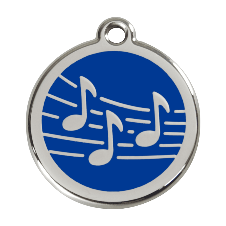 Vue avant - Médaille personnalisée pour chien Red Dingo Émail/Acier inoxydable Bleu foncé - Größe L