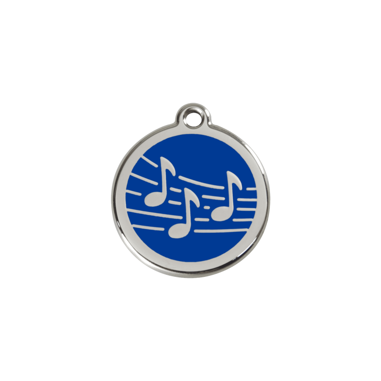 Vue avant - Médaille personnalisée pour chien/chat Red Dingo Émail/Acier inoxydable Musique Bleu foncé - Größe S