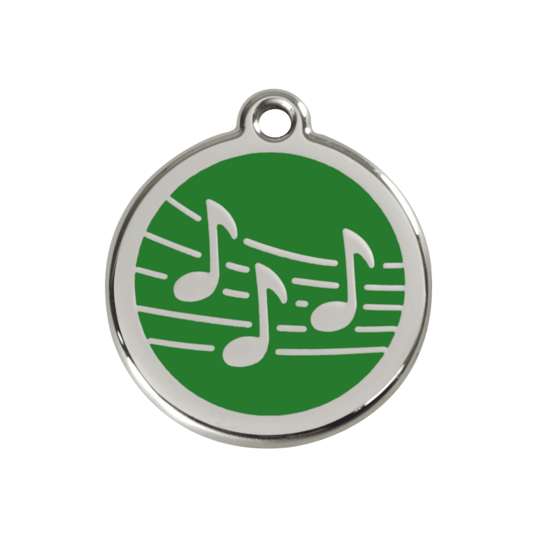 Vue avant - Médaille personnalisable pour chien ou chat Red Dingo Émail et acier inoxydable Vert 30.00mm