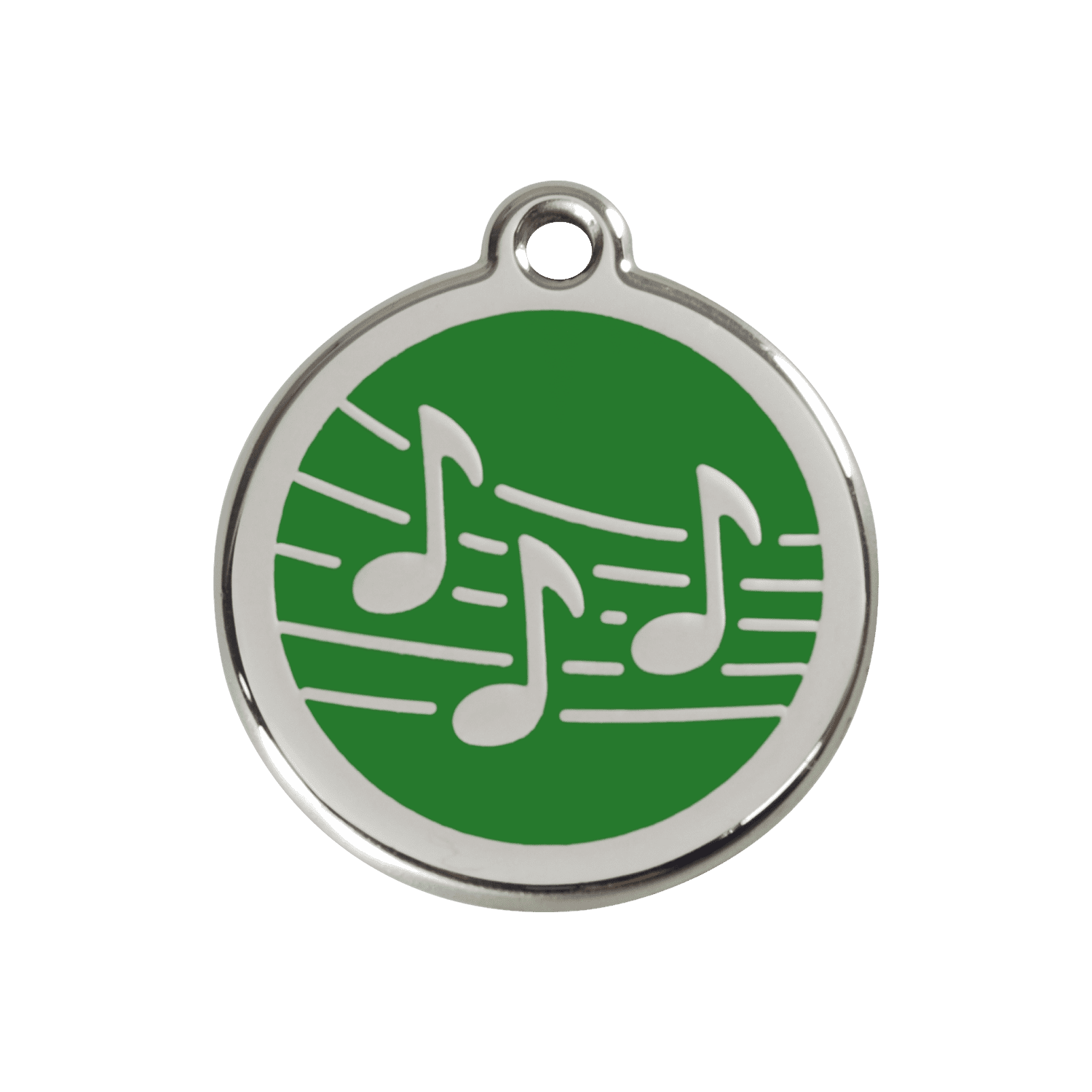 Vue avant - Médaille personnalisable pour chien ou chat Red Dingo Émail et acier inoxydable Vert 30.00mm