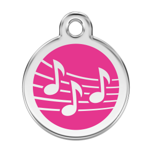Hundemarke Musik Groß in Emaille und Edelstahl Rosa