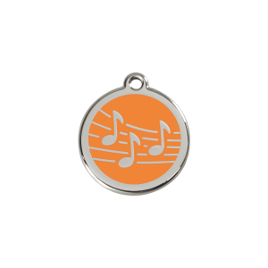 Katzenmarke Musik S aus Emaille und Edelstahl in Orange