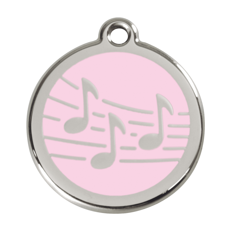 Vue avant - Médaille personnalisée pour chien Red Dingo Émail et acier inoxydable Musique Rose L - 01-MU-PK-LG