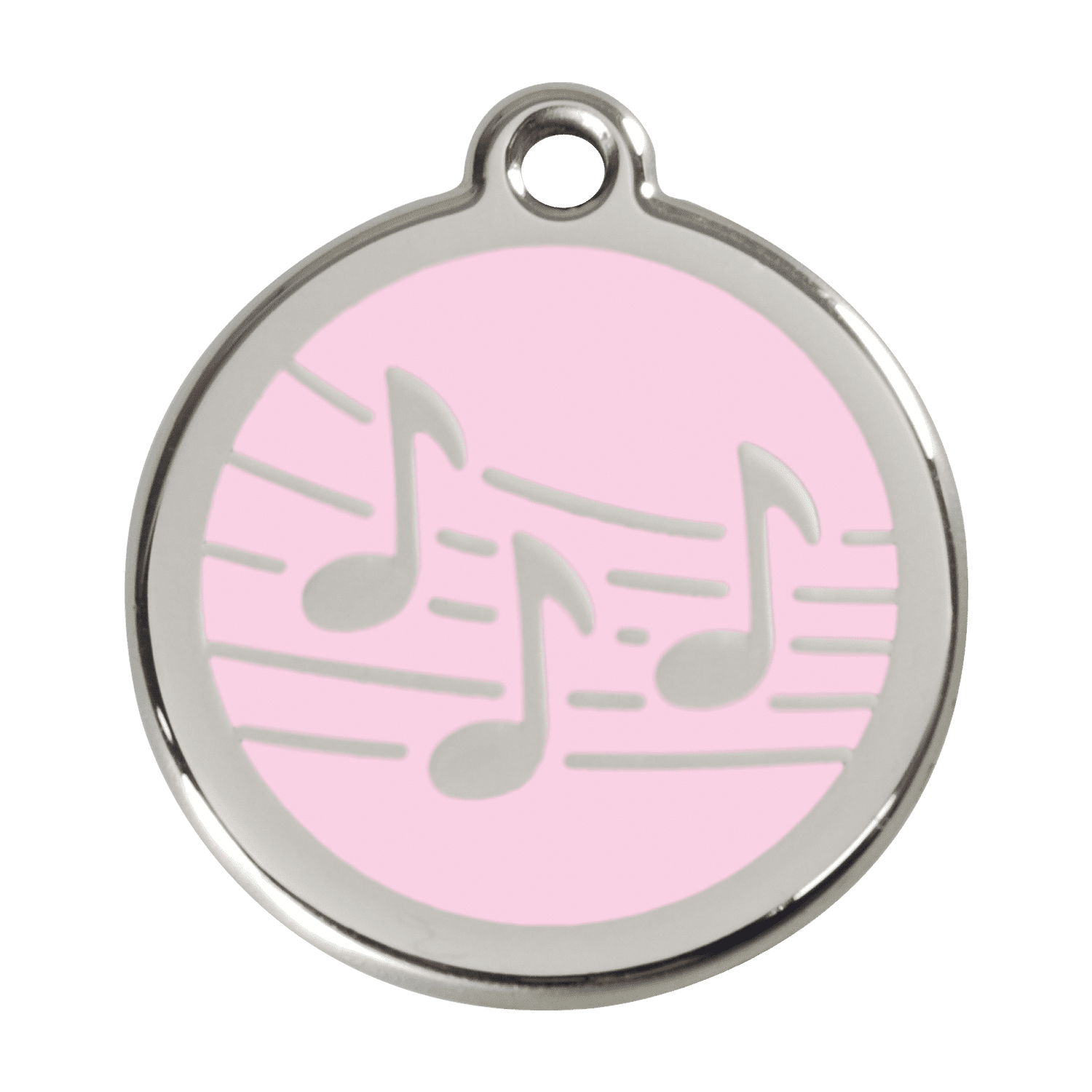 Vue avant - Médaille personnalisée pour chien Red Dingo Émail et acier inoxydable Musique Rose L - 01-MU-PK-LG