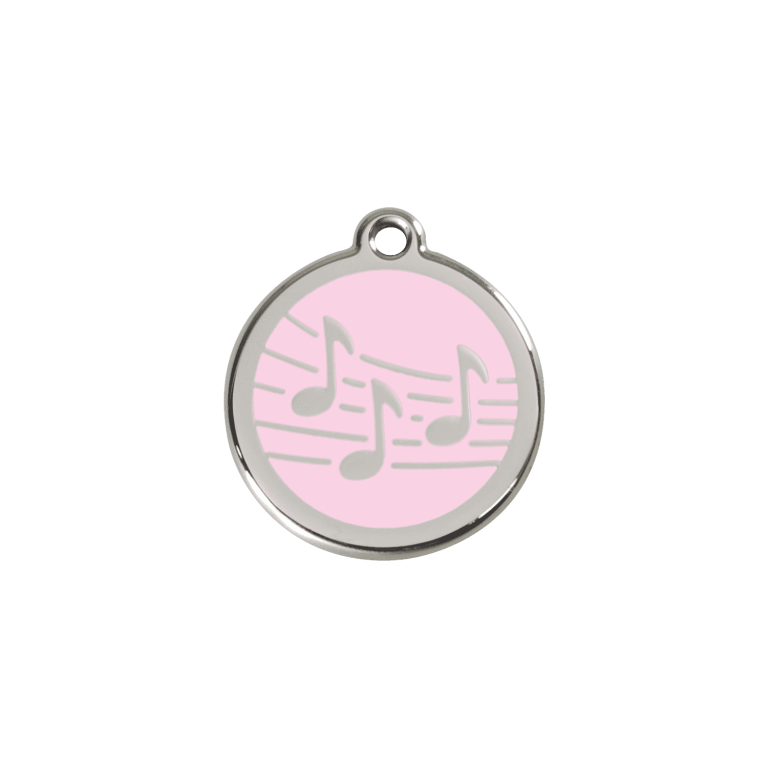Vue avant - Médaille personnalisée Red Dingo Émail et acier inoxydable - Motif Musique - Rose - Größe S