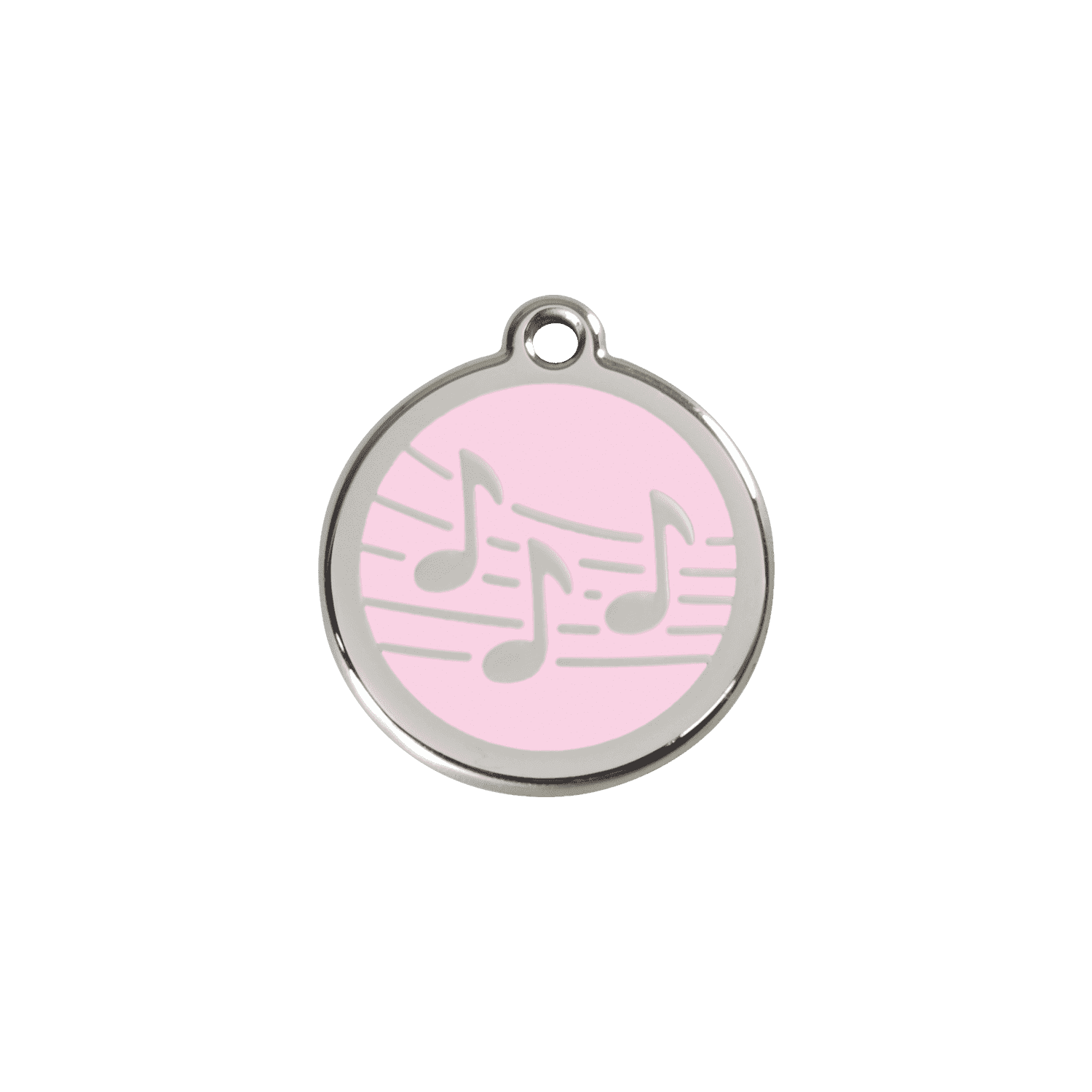 Vue avant - Médaille personnalisée Red Dingo Émail et acier inoxydable - Motif Musique - Rose - Größe S