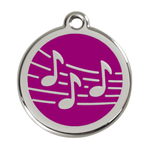 Hundemarke Musik in Violett, Größe L, Emaille & Edelstahl