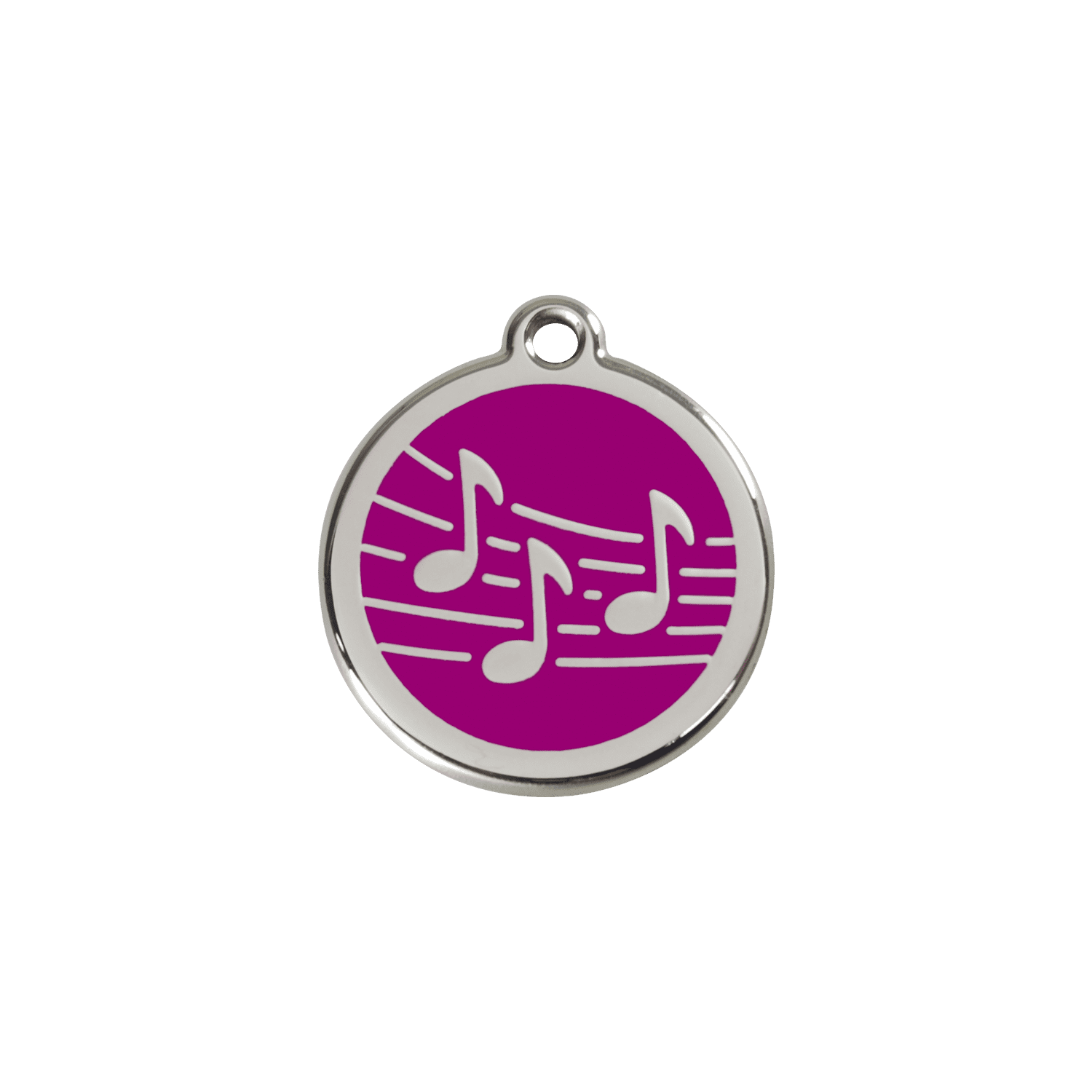 Vue avant - Médaille personnalisée pour chien/chat Red Dingo Émail/Acier inoxydable - Motif Musique - Violet - Größe S