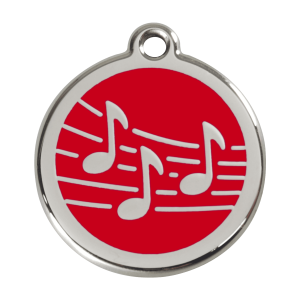 Hundemarke Musik Rot L aus Emaille und Edelstahl