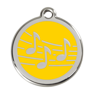 Hundemarke Musik Gelb aus Emaille und Edelstahl Größe L