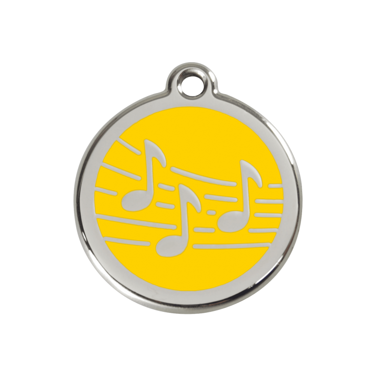 Vue avant - Médaille personnalisée pour chien Red Dingo Émail et acier inoxydable Jaune M - 01-MU-YE-ME