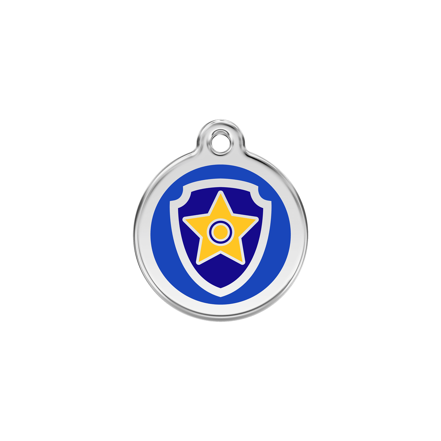 Vue avant - Médaille personnalisée pour chien/chat Red Dingo Émail/Acier inoxydable Nickelodeon Chase Bleu foncé - Größe S - 01-NC-DB-SM