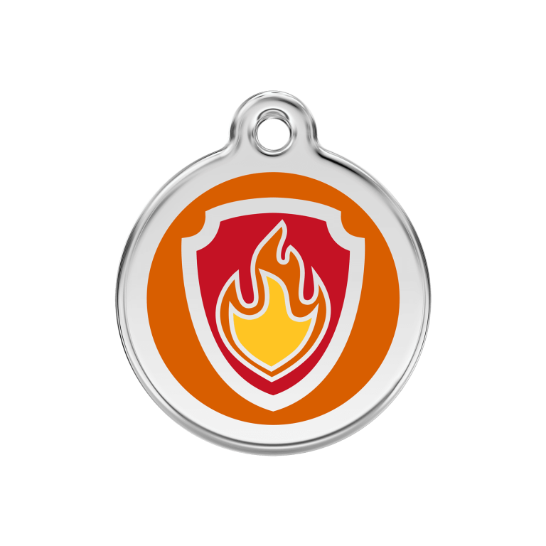 Vue avant - Médaille personnalisée pour chien Red Dingo Émail et acier inoxydable Nickelodeon Marshall Orange - Größe M