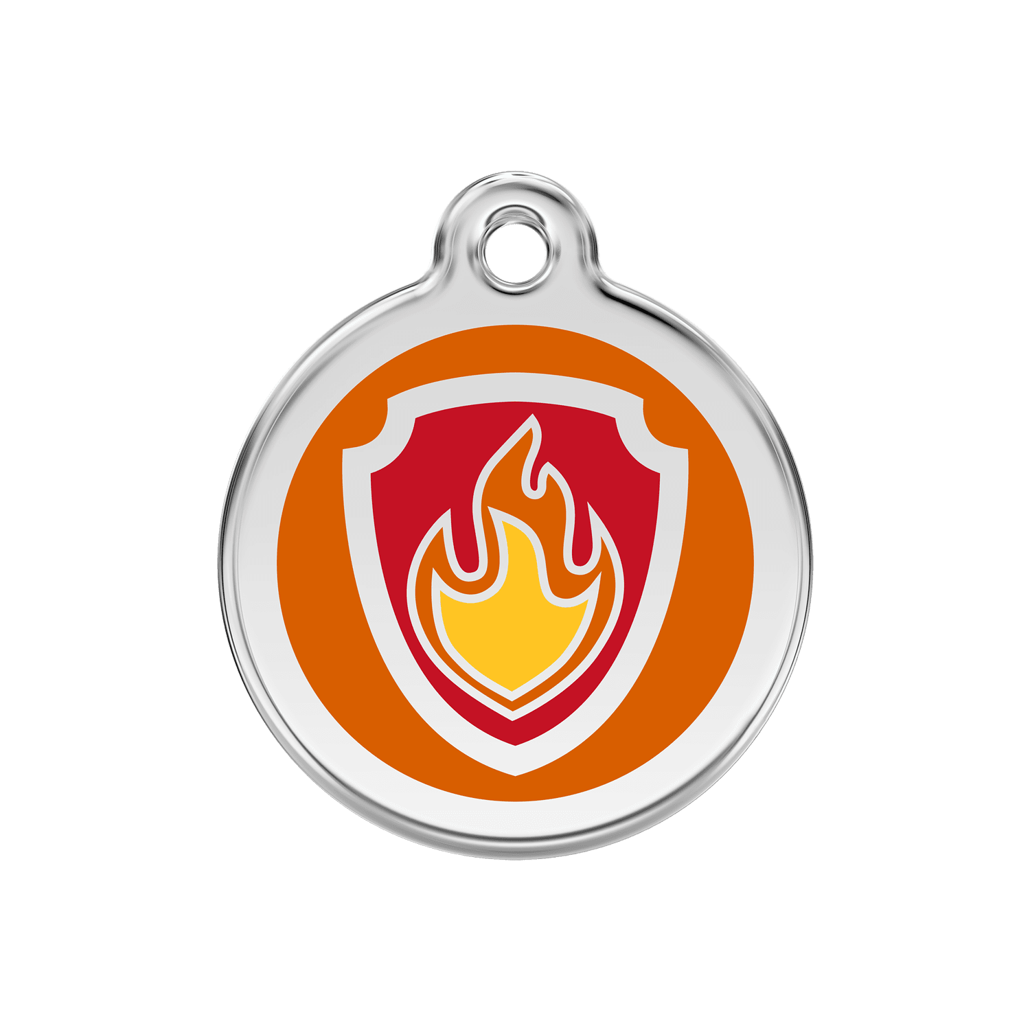 Vue avant - Médaille personnalisée pour chien Red Dingo Émail et acier inoxydable Nickelodeon Marshall Orange - Größe M