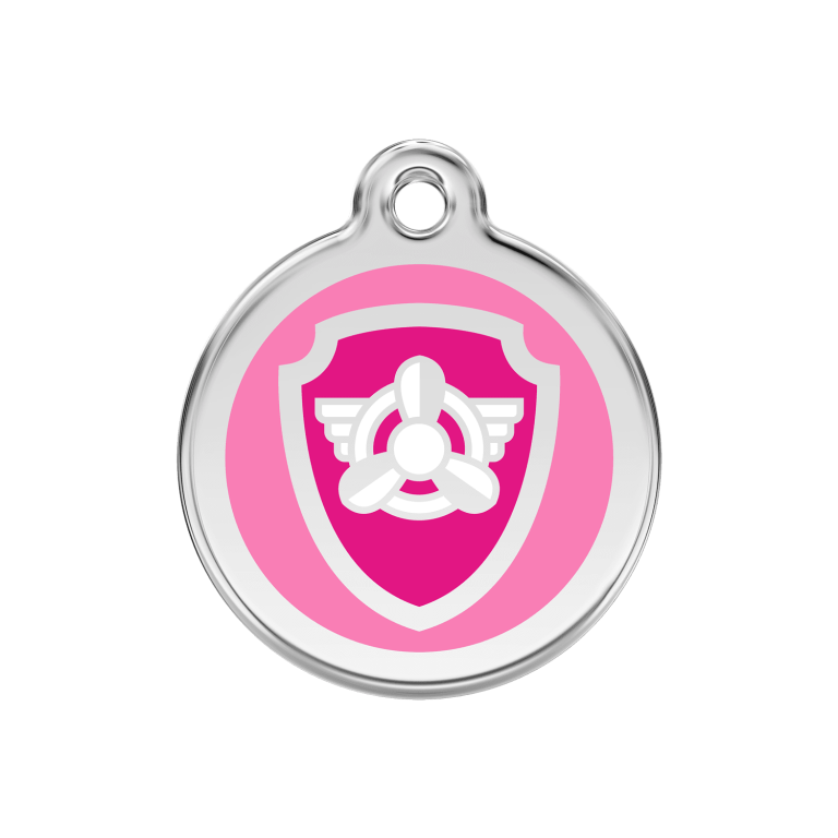 Vue avant - Médaille personnalisée pour chien/chat Red Dingo Émail/Acier inoxydable Nickelodeon Skye Rose 30.00mm