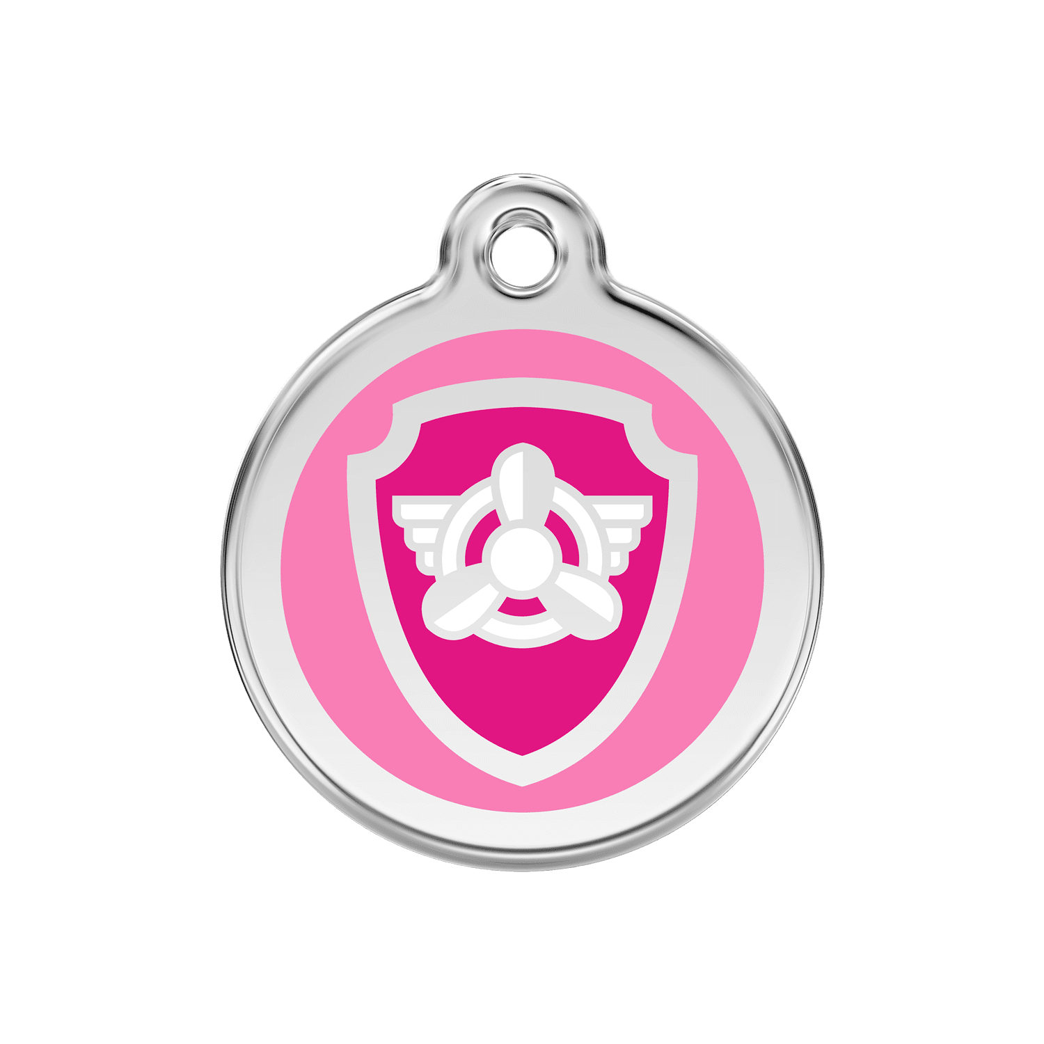 Vue avant - Médaille personnalisée pour chien/chat Red Dingo Émail/Acier inoxydable Nickelodeon Skye Rose 30.00mm