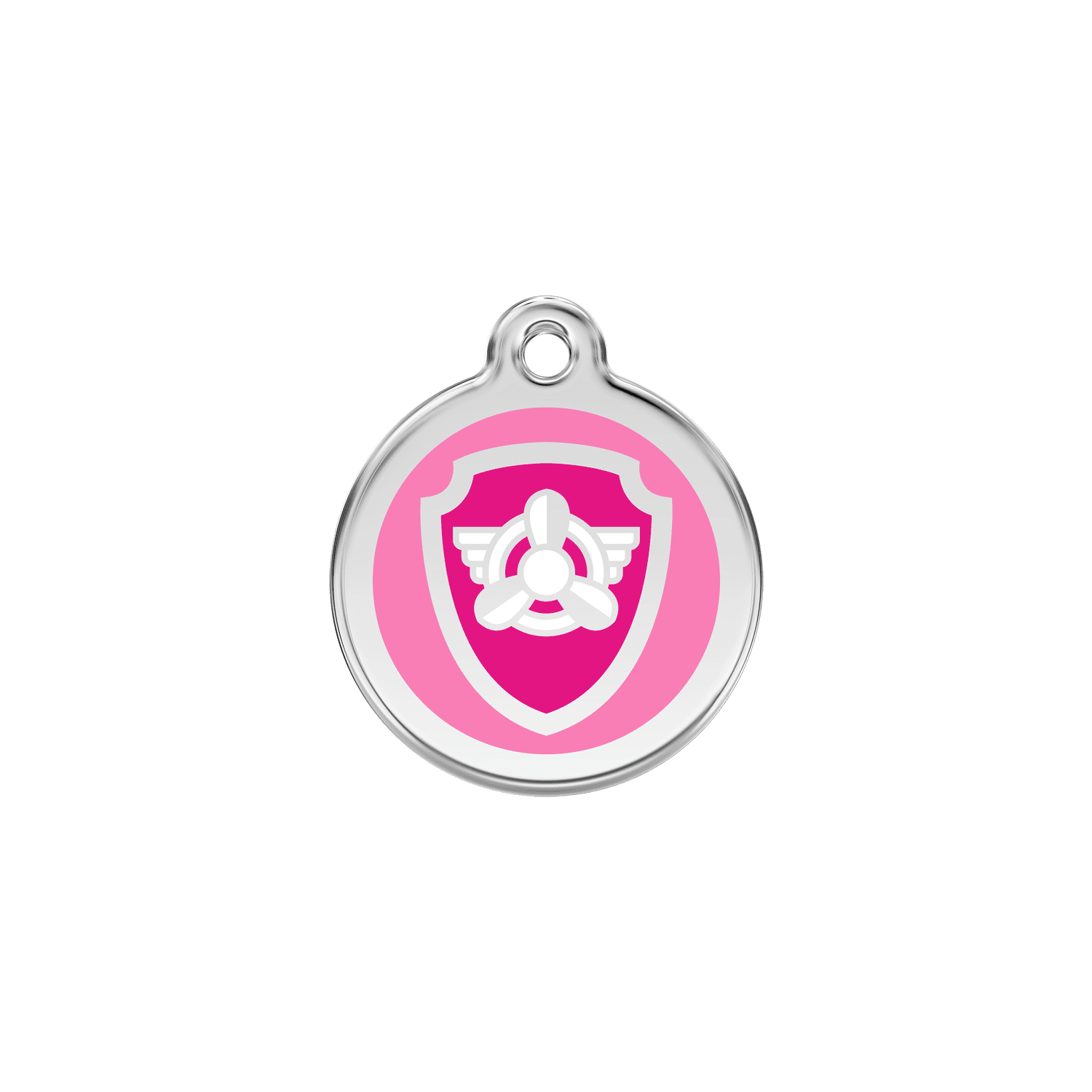 Vue avant - Médaille personnalisée pour chat en émail et acier inoxydable - Red Dingo Skye Rose 20.00mm