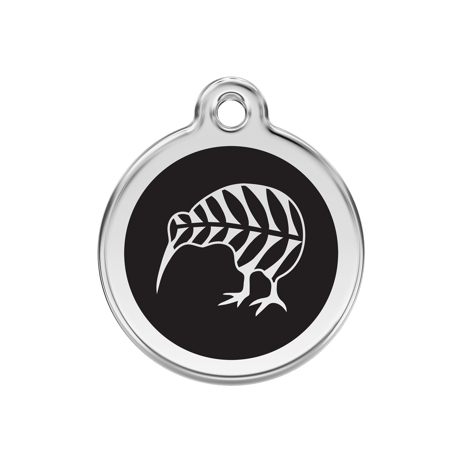 Vue avant - Médaille personnalisée pour chien Red Dingo Émail et acier inoxydable kiwi noir - Größe M