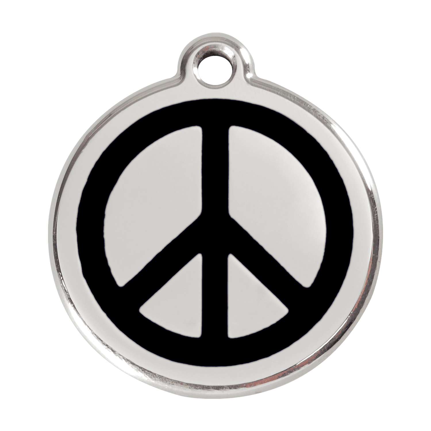 Vue avant - Médaille personnalisable pour chien ou chat - Red Dingo Émail et acier inoxydable - Motif Paix - Noir - Größe L