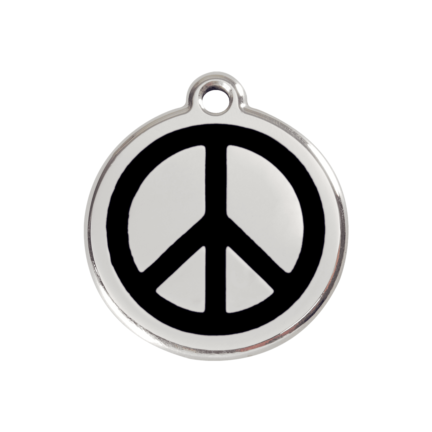 Vue avant - Médaille personnalisée pour chien Red Dingo Émail et acier inoxydable - Motif Paix - Noir - Größe M