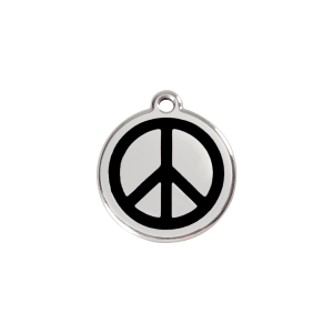 Hundemarke S Peace Schwarz Emaille und Edelstahl