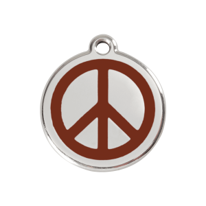 Hundemarke Peace Braun Größe M aus Emaille und Edelstahl