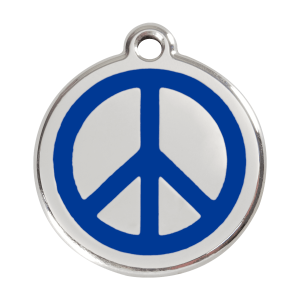 Hundemarke Peace Dunkelblau L aus Emaille und Edelstahl