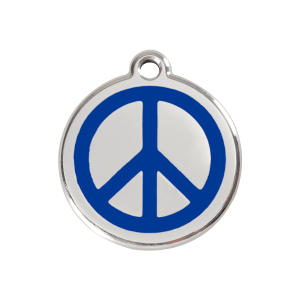 Hundemarke Peace Dunkelblau Emaille und Edelstahl Größe M