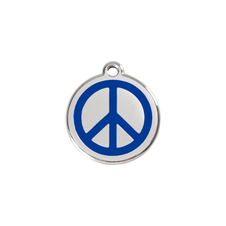 Vue avant - Médaille personnalisable pour chien/chat Red Dingo Émail/Acier inoxydable - Motif Paix - Bleu foncé - Größe S