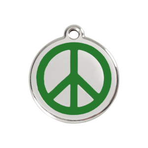 Hundemarke Grün Peace Größe M aus Emaille und Edelstahl