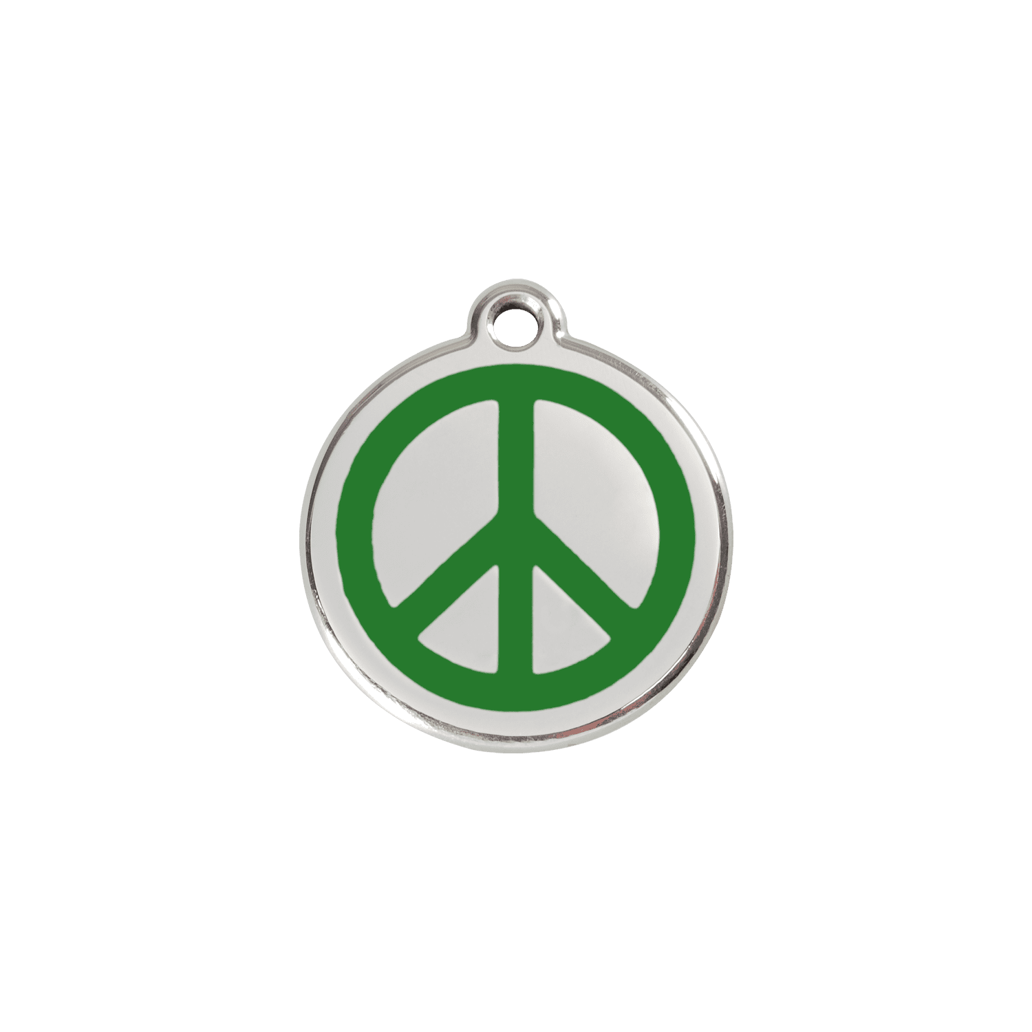 Vue avant - Médaille personnalisée pour chien/chat Red Dingo Émail & acier inoxydable - Motif Paix - Vert - Größe S