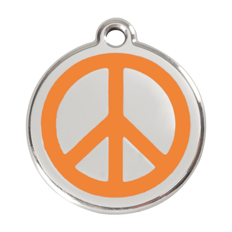 Vue avant - Médaille personnalisable en émail et acier inoxydable - Motif Paix - Orange - Größe L - Red Dingo