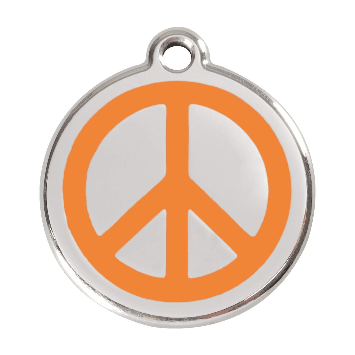 Vue avant - Médaille personnalisable en émail et acier inoxydable - Motif Paix - Orange - Größe L - Red Dingo