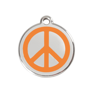 Hundemarke Peace Orange Größe M aus Emaille und Edelstahl