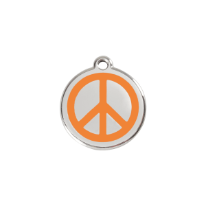 Katzenmarke Paix S aus orangefarbenem Emaille und Edelstahl