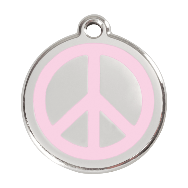 Vue avant - Médaille personnalisée en émail et acier inoxydable - Motif Paix - Rose - Größe L - Red Dingo