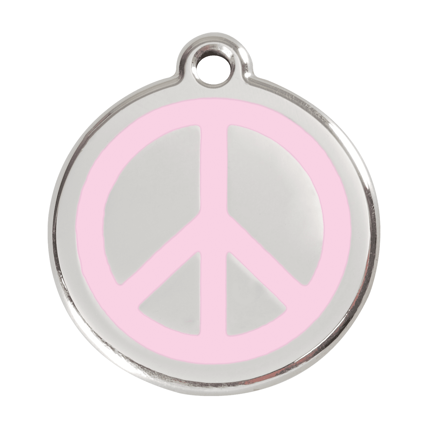 Vue avant - Médaille personnalisée en émail et acier inoxydable - Motif Paix - Rose - Größe L - Red Dingo