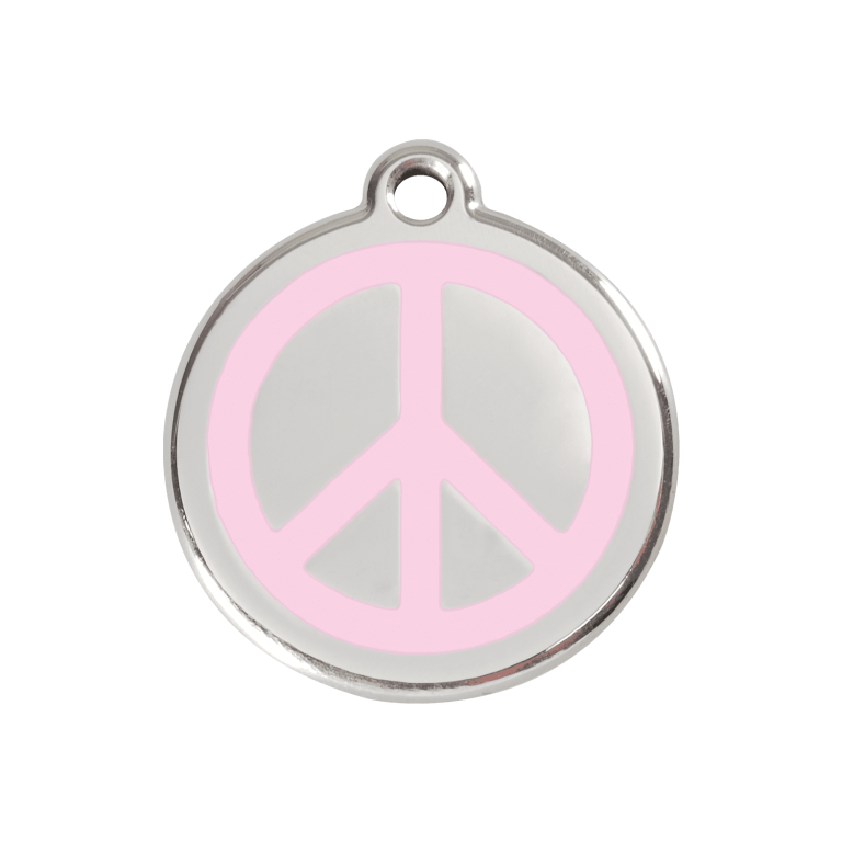 Vue avant - Médaille personnalisée pour chien/chat Red Dingo Émail/Acier inoxydable - Motif Paix - Rose - Größe M