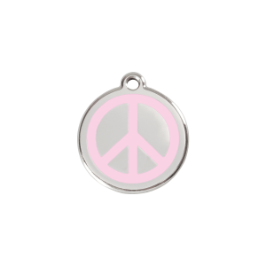 Hundemarke Paix S in rosa Emaille und Edelstahl