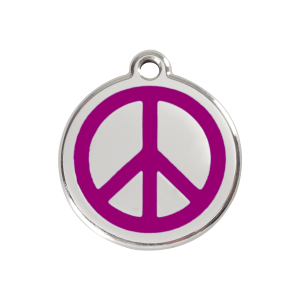 Hundemarke Paix violett Größe M aus Emaille und Edelstahl