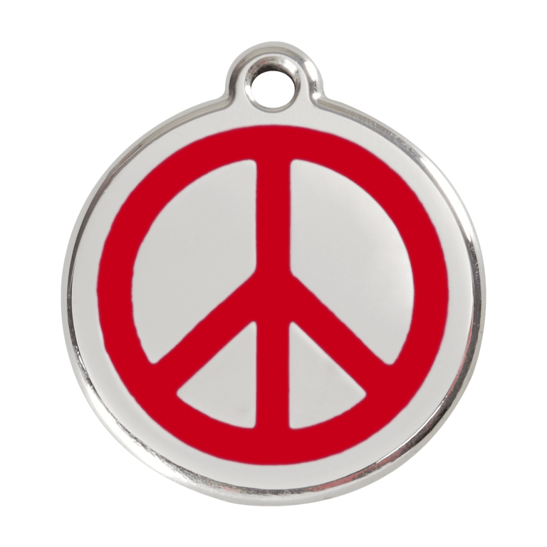 Vue avant - Médaille personnalisée Red Dingo Émail et acier inoxydable - Motif Paix - Rouge - Größe L