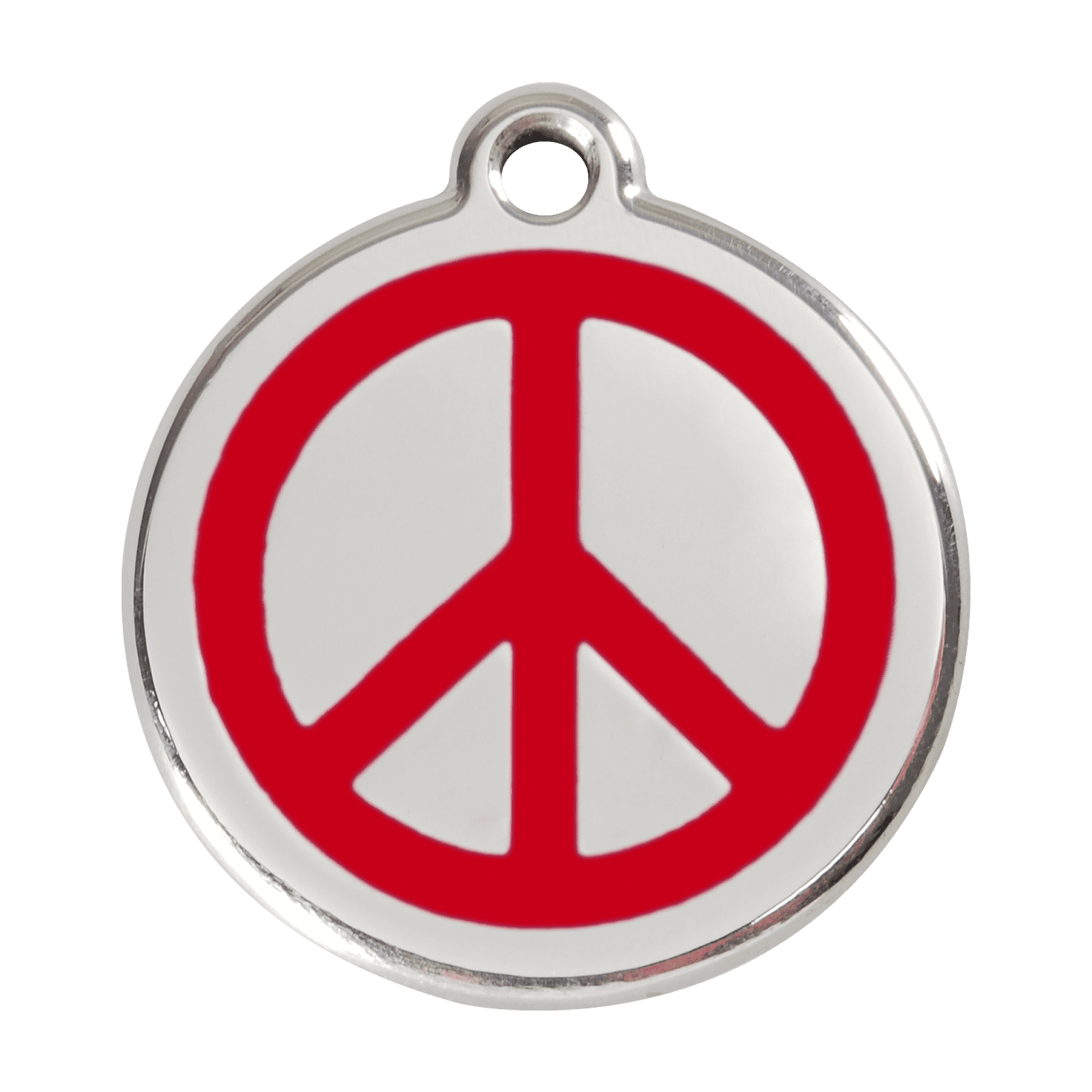 Vue avant - Médaille personnalisée Red Dingo Émail et acier inoxydable - Motif Paix - Rouge - Größe L